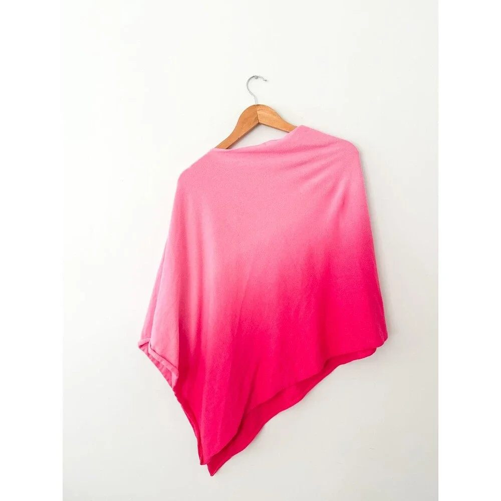 Pink Ombre Poncho Top Boho Coastal Cowgirl Y2K Festival Dopamine Dressing Barbie